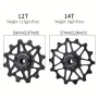 MEROCA 12/14T Bicycle Ceramic Pulleys Lightweight Aluminum Alloy Smooth Speed Change Bike Rear Derailleur Bearing Guide Wheel for MTB