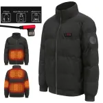 TENGOO HJ-07A Heating Jacket 7 Heated Areas Coat Jacket Three-speed Temperature Control Heated Windbreaker Thermal High Neck Coat for Winter Outdoor Sport