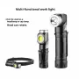 2 In 1 L-shape Flashlight LED Headlamp USB Rechargeable Bright Magnet Strong Mini Torch 90-Degree Adjustable Multi-Functional Outdoor Adventure Tool Compact Clip Light Waterproof Hiking Gear