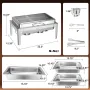 Warmounts 9.5QT Rectangular Chafing Dish Buffet Set with Hydraulic PivotLid, Stainless Steel Catering Server Food Warmer with 2-Tray Noiseless for Party, Wedding, Restaurant