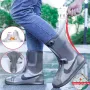 XANES 1 Pair Rain Boot Bicycle Shoe Covers Waterproof Silicone High Top Non-slip Shoes Protector Outdoor Reusable Thickened Footwear for Cycling Hiking Walking