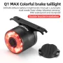 ROCKBROS Q1 MAX RGB Bicycle Taillight Vibration Sensor Smart Brake Sensing USB Charging Light Sensing Bike Rear Lights for Mountain Road Night Riding