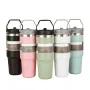 900ml Large Capacity Water Cup 304 Stainless Steel Car Insulated Cup with Straw and Handle Double Walled Travel Sports Water Bottle