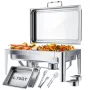 Warmounts 9.5QT Rectangular Chafing Dish Buffet Set with Hydraulic PivotLid, Stainless Steel Catering Server Food Warmer with 2-Tray Noiseless for Party, Wedding, Restaurant