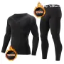 TENGOO Men's Thermal Underwear Set, Long johns set, Compression Thermal Base Layer Set, Moisture Wicking & Breathable Basic Long Sleeve & Letter Belt Leggings Winter Thermal Wear, Men's Thermal Clothing