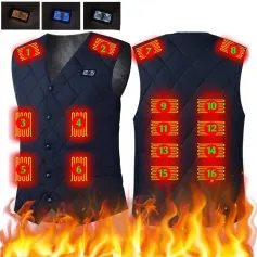 TENGOO HV-16B Fashion Heated Vest 16 Heating Zones Trible Gears Temperature Level Control Winter USB Electric Heating Jacket for Camping Hiking