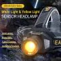 SEEKNITE Smart Sensor Zoomable LED Headlamp, White/Yellow Spotlight/Floodlight Adjusted USB Rechargeable Headlight Camping Fishing Working Head Light