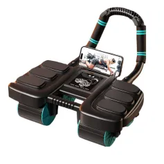 KALOAD 4 Wheel 6 Elbow Support Smart Brakes Abdominal Exerciser with Phone Holder Auto Silent Rebound Home Gym Fitness Equipment for Exercise Abs