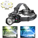 IPRee Dual Light Source Zoomable LED Headlight with Sensing Control Function Long-Range LED Headlamp Outdoor Long Endurance Strong Head Light Searchlight