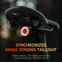 ROCKBROS R3 Smart Brake Sensing Bike Rear Light 4 Modalità di Illuminazione IPX6 Impermeabile Tipo-C Ricaricabile Sensore di Vibrazione Luce Posteriore per Bicicletta