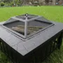 [USA Direct] Fire Pit 32'' Wood Burning Firepit Metal Square Outdoor Fire Tables SteelFire Pit Bowl with Spark Screen Cover, Poker Log Grate for Patio Camping Backyard Garden Picnic, 8866