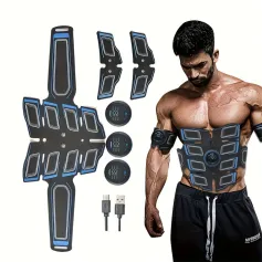 EMS Muscle Stimulator Abdominal Shaping Belt Muscle Exercise Instrument Abdominal Muscle Patch Fitness Equipment for Men Women's Abdominal Arm Leg Home Office Exercise