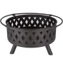 [USA Direct] 32 inch Round Crossweave Wood Burning Fire Pit Stove Firepit Heater with Poker for Outdoor Camping Patio Deck Backyard, 8011