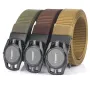 Tushi Smart Tactical Belt Automatic Quick Unlock Buckle Premium Nylon Canvas Casual Belt for Outdoors Camping Hiking Fishing Cycling