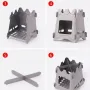 Portable Outdoor Wood Camping Barbecue Wood Stove Camping Portable Folding Card Stove Titanium Alloy Stove Titanium
