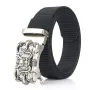 ZANLURE Men's High-Grade Nylon Tactical Belt with Dragon Pattern Toothless Automatic Alloy Buckle Waistband