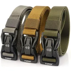 TUSHI Quick Release Metal Buckle Tactical Belt Breathable Elastic Military Belts For Men Stretch Pant Waistband Hunting Belt