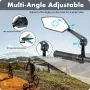 2 peças de espelhos de guidão de bicicleta para bicicleta elétrica, scooter, snowbike, ângulo amplo ajustável, visão traseira e rotação de 360 graus, design de segurança