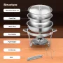 Warmounts 1/2/4/6Pack Chafing Dish Buffet Set, 5QT Round Buffet Servers and Warmers Set, Stainless Steel Catering Food Warmer with Glass Lid & Holder for Party Home Garden Wedding