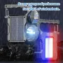 IPRee Solar Light LED Handheld Flashlights Type-C Rechargeable Portable Torch with 4 Modes COB Emergency Red and Blue Searchlight