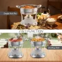 Warmounts 1QT Chafing Dish Buffet Set Individual Single Shabu Hot Pot, Stainless Steel, Glass Lid, Mini Round Chafing Dishes for Buffet for Dinner, Parties, Wedding, Camping, Events