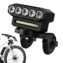 Cansses 2000mAh Battery Bike Headlight 5 Large LED Beads Type-C Charging 6 Light Modes Waterproof Bicycle Front Light for Night Cycling