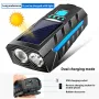Bikight 4'ü 1 arada Güneş Enerjili Bisiklet Farı 2400mAh Pil Güç Bankası 3 Işık Modu Su Geçirmez Bisiklet Ön Lambası 130db Korna ile MTB Bisiklet Motosiklet Elektrikli Araç için