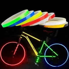 1cm*8m Bike Wheels Reflective Stickers Fluorescent Reflect Strip Adhesive Tape for MTB Bicycle-Yellow Style