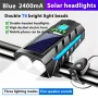 Bikight 4'ü 1 arada Güneş Enerjili Bisiklet Farı 2400mAh Pil Güç Bankası 3 Işık Modu Su Geçirmez Bisiklet Ön Lambası 130db Korna ile MTB Bisiklet Motosiklet Elektrikli Araç için