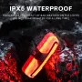 ROCKBROS REX01 Fanale posteriore per bicicletta con sensore di frenata intelligente, batteria da 500 mAh, 5 modalità di illuminazione, luce posteriore per bicicletta impermeabile IPX6 ricaricabile tramite USB-C con telecomando wireless per il ciclismo