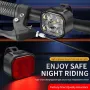 Bike Headlight 1000mAh Battery 4 Light Modes Type-C USB Charging Waterproof Lightweight Front Light Taillight for Night Cycling