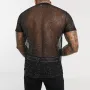 Men Mesh See-Through T-Shirt Training Fitness Sport Casual Short Sleeve Slim Fit Thin Tee Tops
