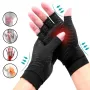 KALOAD 1Pair Sarung Tangan Mampatan Copperion Arthritis untuk Dewasa Melegakan Sakit Tangan Bengkak Carpal Tunnel Sokongan Separuh Jari Sendi Terapi