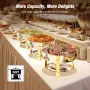 WARMOUNTS Chafing Dish Buffet Set, 5QT 2/4 Pack Gold Accent Stainless Steel Chafers and Buffet Warmers Sets with Glass Lid & Lid Holder for Parties Catering Events Weddings Banquets