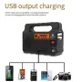 Portable Solar Generator with Solar Panel Radio BT Speaker Phone Charger Flashlight Power Station Built-in 3600mAh Rechargeable Battery for Outdoor Camping Emergency Illumination System with 3Pcs External Light Bulb