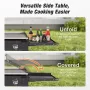 WARMOUNTS 3 Burners 32'' Propane Gas Griddle Foldable with 4 wheels, Portable Flat Top Grill 45000 BTU Propane Fuelled, Outdoor Griddle Grill with Side Tables, Tissue Hook, for Camping, BBQ
