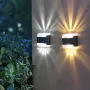 3pcs/set LED Solar Wall Light Warm White Outdoor Up and Down Garden Lamp for Home Porch Fence Stairs Wall Backyard Luminous Lighting