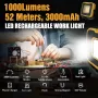 Foco LED portátil superbrillante de 2024 1000LM, lámpara de camping, luz de trabajo LED de 3000 mAh, recargable, para exteriores, resistente al agua