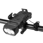 "Xmund 4 in 1 500Lm Brightness Bike" priekinis žibintas 3000mAh baterija IPX6 atsparus vandeniui 3 šviesos režimai 120 ° sukimosi "Power Bank" telefono laikiklis su 130 db ragu naktiniam važiavimui dviračiu