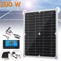 12V Güneş Paneli 200W Çift USB 5V Güneş Paneli Pil Şarj Kontrol Cihazı Kamp Yürüyüş Monokristal Güneş Hücresi Tekne Araba Ev