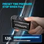 CYCLAMI A2S Mini Akıllı Elektrikli Bisiklet Pompası 120 PSI Dijital Ekran Otomatik Durdurma 500mAh Pil Tip-C Hızlı Şarj Hafif Taşınabilir Presta Schrader Vanaları MTB Yol Bisikleti için