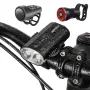 Astrolux? BC2 Doppia luce LED per bicicletta, 800LM, batteria da 2600 mAh, impermeabile IP64, 5 modalità di illuminazione, luce anteriore per bicicletta ricaricabile di tipo C, con fanale posteriore e clacson.