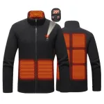 TENGOO HP-09 9 Heated Area Jacket USB Charging 3 Gear Adjustable Temperature with Digital Display Windproof Fleece Heated Jacket Winter Coat for Outdoor Sports