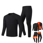 TENGOO HD-02B Heating Underwear Pant Set Fleece Lined Thermal Long Sleeves Trousers Men Women Heated Suit USB Electric Thermal Underwear for Winter