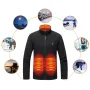 TENGOO HP-09 9 Heated Area Jacket USB Charging 3 Gear Adjustable Temperature with Digital Display Windproof Fleece Heated Jacket Winter Coat for Outdoor Sports