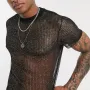 Men Mesh See-Through T-Shirt Training Fitness Sport Casual Short Sleeve Slim Fit Thin Tee Tops