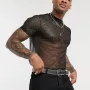Men Mesh See-Through T-Shirt Training Fitness Sport Casual Short Sleeve Slim Fit Thin Tee Tops