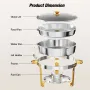 WARMOUNTS Chafing Dish Buffet Set, 5QT 2/4 Pack Gold Accent Stainless Steel Chafers and Buffet Warmers Sets with Glass Lid & Lid Holder for Parties Catering Events Weddings Banquets