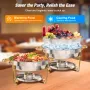 WARMOUNTS Chafing Dish Buffet Set, 5QT 2/4 Pack Gold Accent Stainless Steel Chafers and Buffet Warmers Sets with Glass Lid & Lid Holder for Parties Catering Events Weddings Banquets