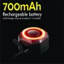 BIKIGHT Smart Brake Sensing Bike Taillight 700mAh Battery Alarm Rear Light 4 Light Modes USB-C Rechargeable IP65 Waterproof Bicycle Rear Light with 110dB Horn Wireless Remote